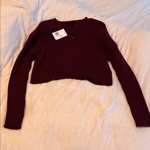 Forever 21 Burgundy Ribbed Sweater